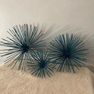 Blue Metal Sea Urchins Wall Art Decor
6”+ 9” + 12”